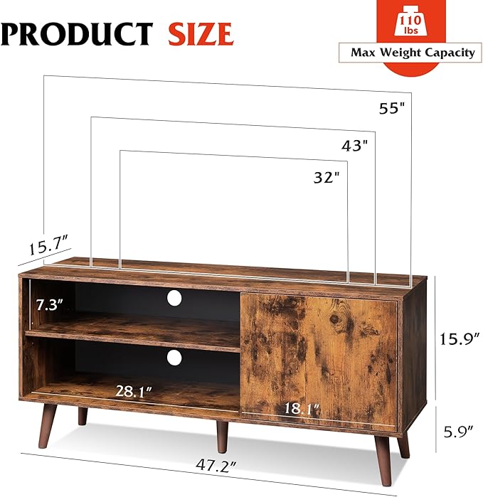 WLIVE TV Stand for 55 Inch TVs, Entertainment Center - Image 3