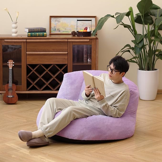 N&V Large Crescent Bean Bag Chair, Adult Size Bean Bag Sack, Foam Filling - Image 4
