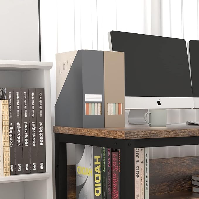 TOPSKY Computer Desk with Bookshelf/Metal Hole Cable Cover 1.18" Thick Desk - Image 6