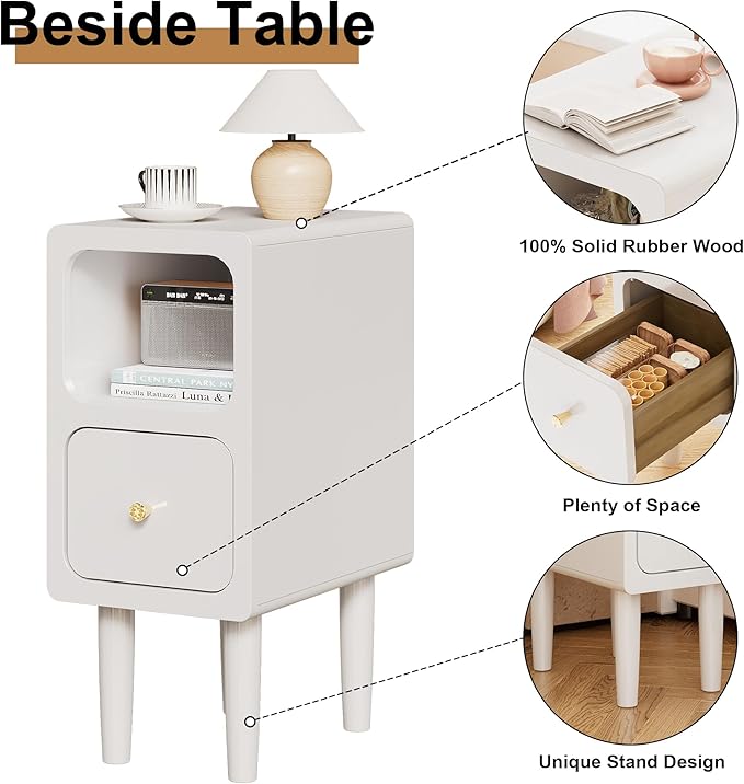 Narrow Nightstand, Solid Wood Night Stand - Image 4