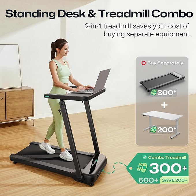 UREVO Treadmill with Desk Workstation, Walking Pad Treadmills - Image 2