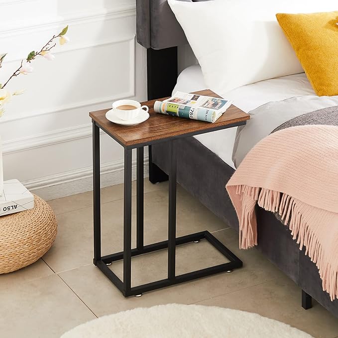 VECELO C Shaped End Side Table for Sofa Couch and Bed Snack TV Tray for Living - Image 6