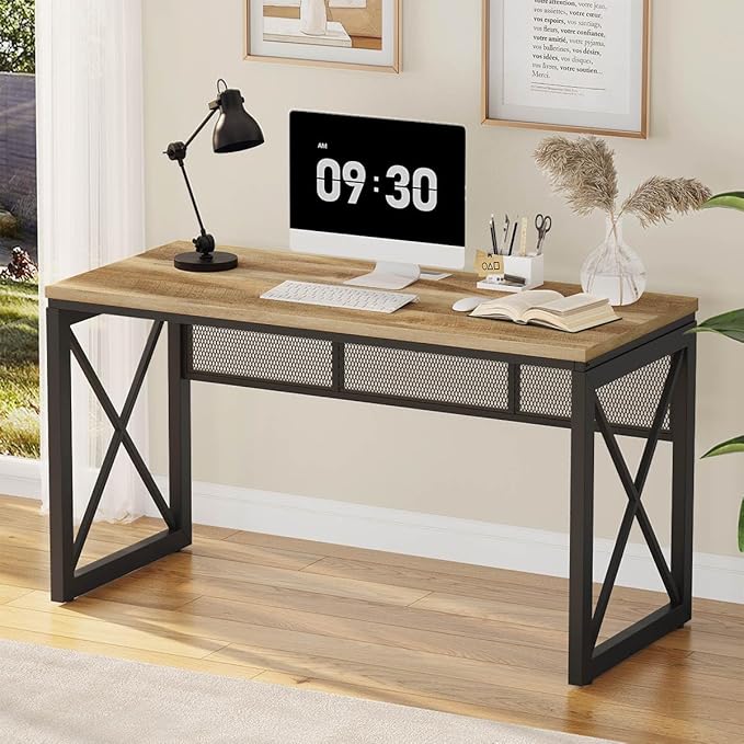 BON AUGURE Farmhouse Computer Desk, Modern Industrial Home Office Desks by BONAUGURE