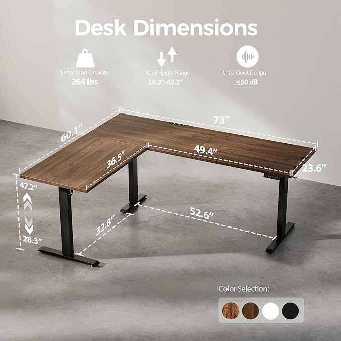 Agilestic Triple Motors 73" x 60" L Shaped Standing Desk, Electric Standing - Image 3