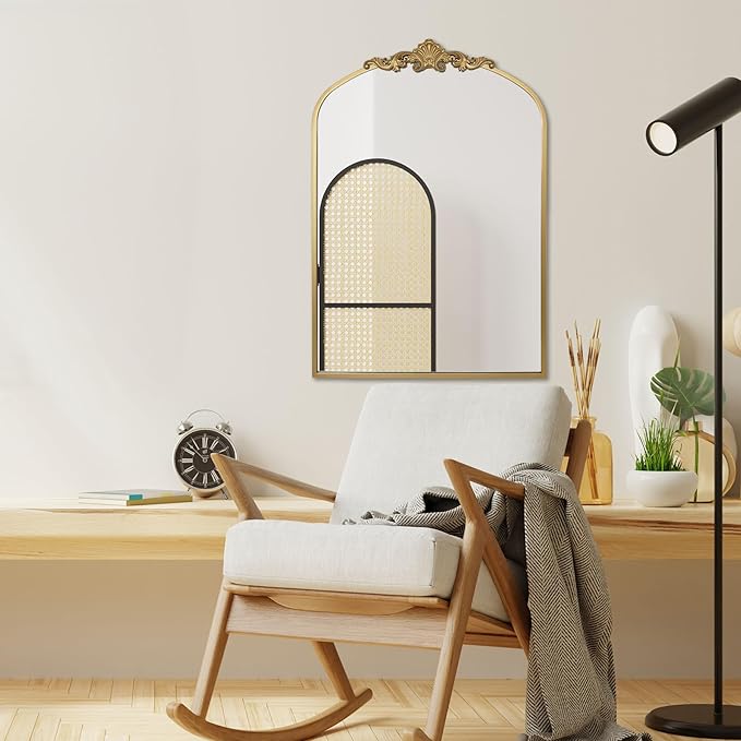 Ruomeng Arched Mirror Traditional Vintage Baroque Inspired Wall Mirror - Image 4