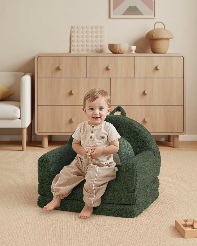 Blissful Diary Foldable Toddler Couch, 2-in-1 Comfy Toddler Chair & Lounger - Image 7