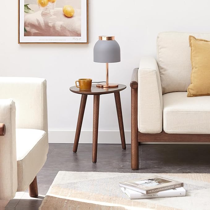 Small Oval Coffee Table, 19.7'' Small Mid Century Modern End Table by Vadisun