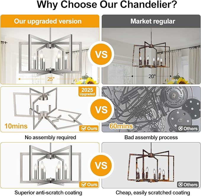 25" Modern Brushed Nickel Chandelier - Image 4