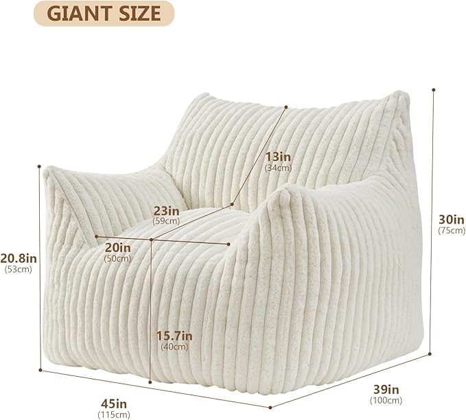 Giant Bean Bag Chairs for Adults Teens, Large Bean Bag Sofa Chairs - Image 2
