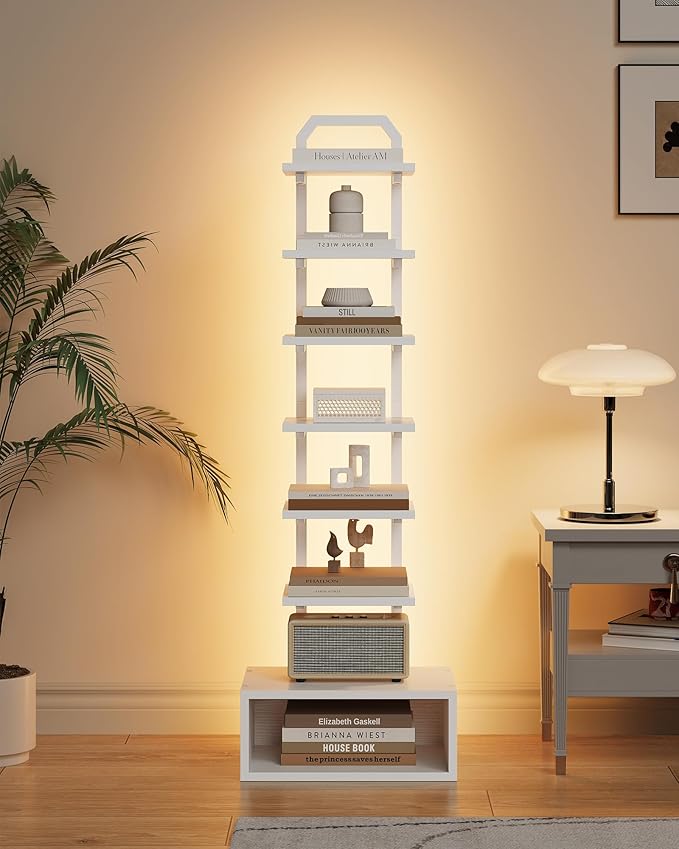 8-Tier Bookshelf, LED Bookcase - Image 8