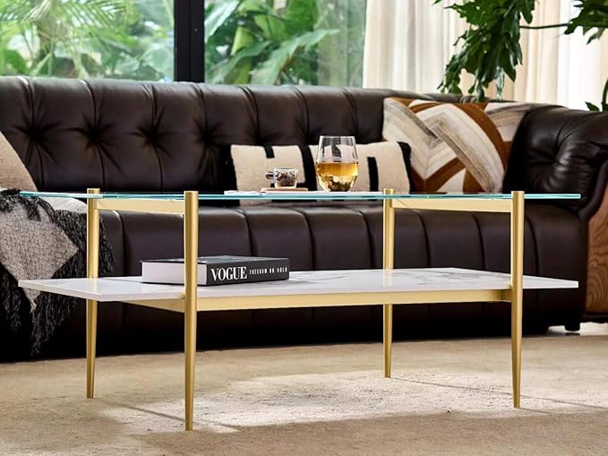 Shrine Rectangle Coffee Table, Mid-Century Modern Design, 2-Tier Structure - Image 4