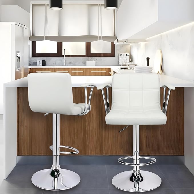 Bar Stools Set of 2, Armrest Adjustable Swivel Barstools - Image 2