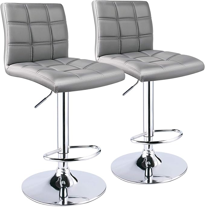 Leopard Modern Square Back PU Leather Adjustable Bar Stools by LEOPARDPRODUCTS