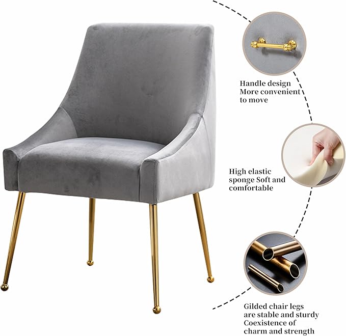 Modern Velvet Dining Chairs Set of 6, Contemporary Upholstered Furniture - Image 5