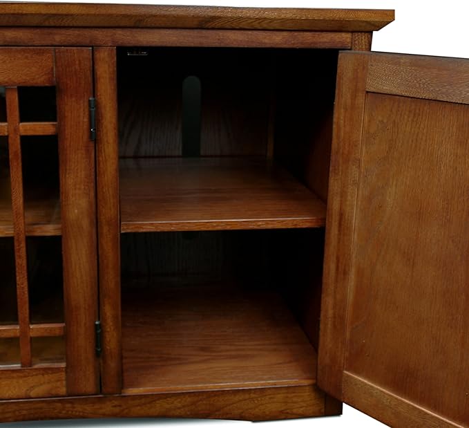 Leick Home 82360 Solid Wood Mission Oak Four Door TV Stand - Image 10
