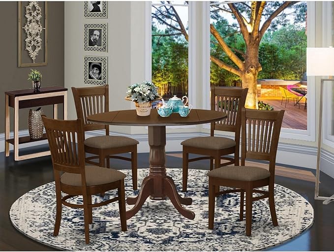 East West Furniture DLVA5-ESP-C 5 Piece Dining Set Includes a Round Dining Room - Image 6