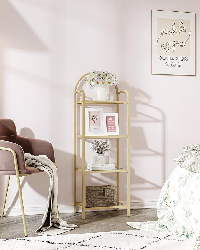 Bookcase Bookshelf, Tempered Glass Bookshelves, Slim Shelving Unit - Image 9