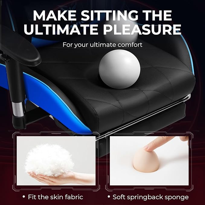 Gaming Chair with 3D Adjustable Armrests, Cow Print Design, Ergonomic Office - Image 7