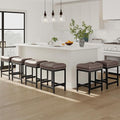 MALOL Set of 6 Saddle Bar Stools Counter Height 24.4”, Backless Barstools by Unknown