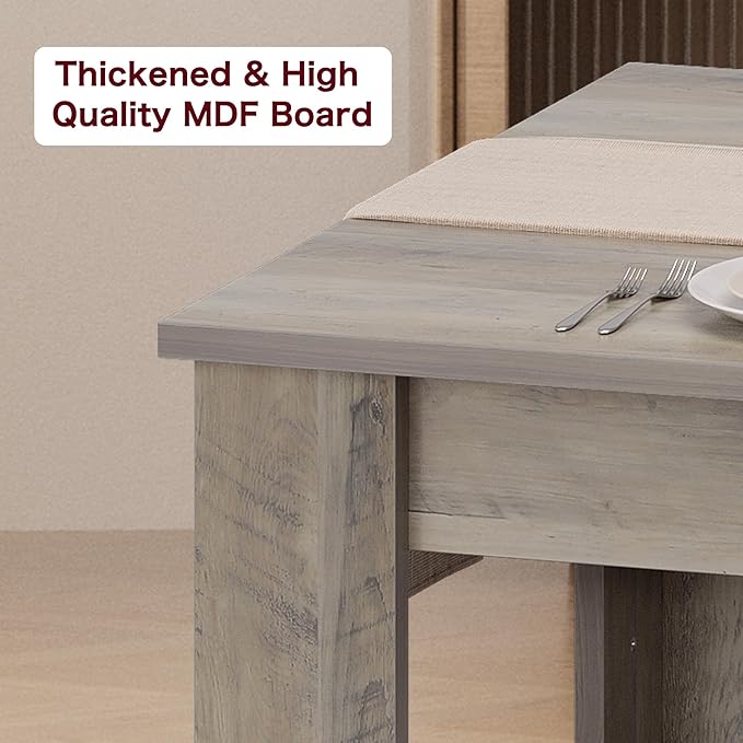 CABIHOME Dining Table for 4-6, Farmhouse Large Kitchen Dining Table, - Image 4