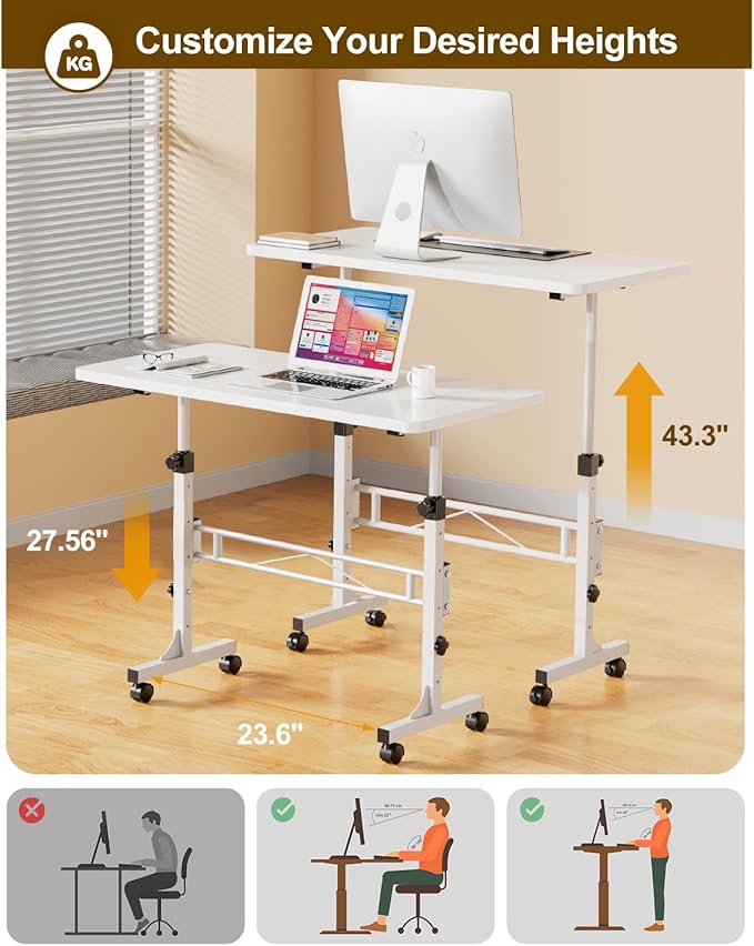 Small Standing Desk Adjustable Height, Mobile Stand Up Desk - Image 3