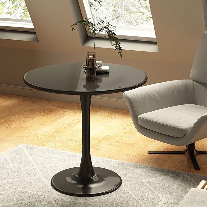 24 inch Black Round Table Modern Dining Table Tulip Round Kitchen Table Mid - Image 5