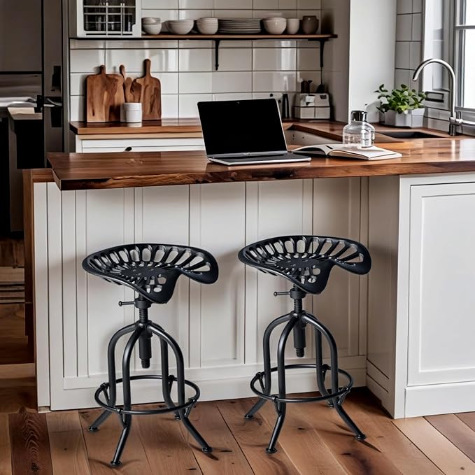 Industrial Bar Stool Farmhouse Tractor Saddle Stool Kitchen Counter Height - Image 7