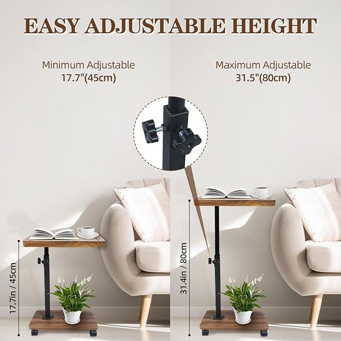 C Table Side Table End Table Adjustable Height，C Shaped End - Image 3