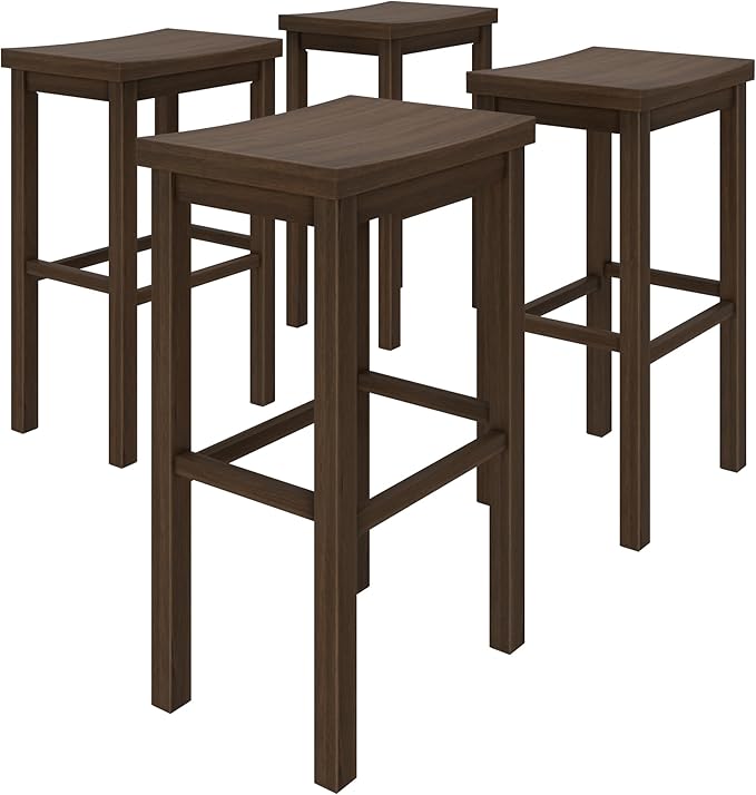 Grain & Grove Smith Collection Set of 4 Solid Wood Bar Stools, 30 inch - Image 7