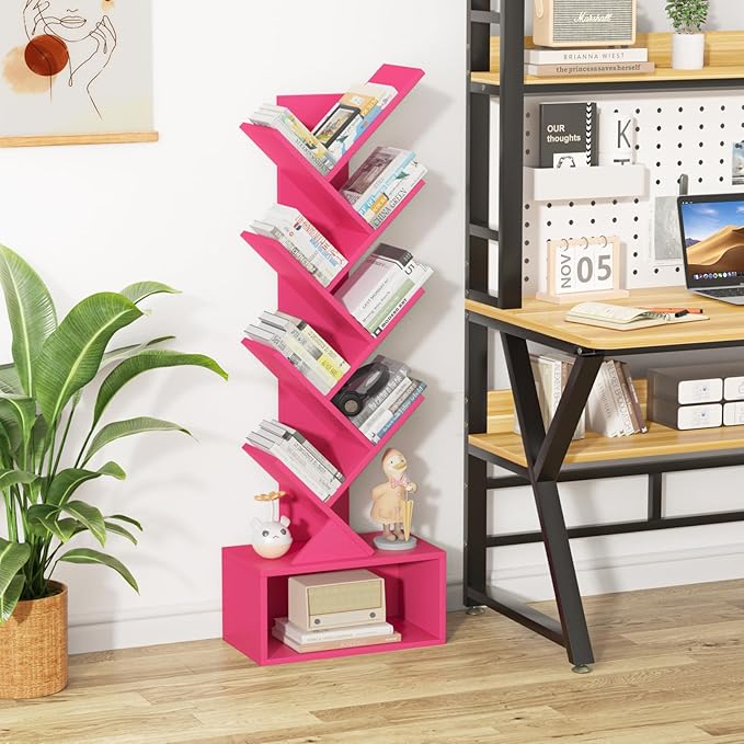 9 Tier Tree Bookshelf, Christmas Green Bookcase - Image 7