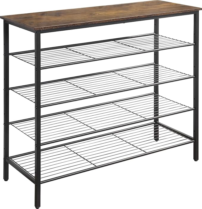 5-Tier Shoe Rack Organizer, Metal Mesh Shoe Storage Shelf, by HQXING