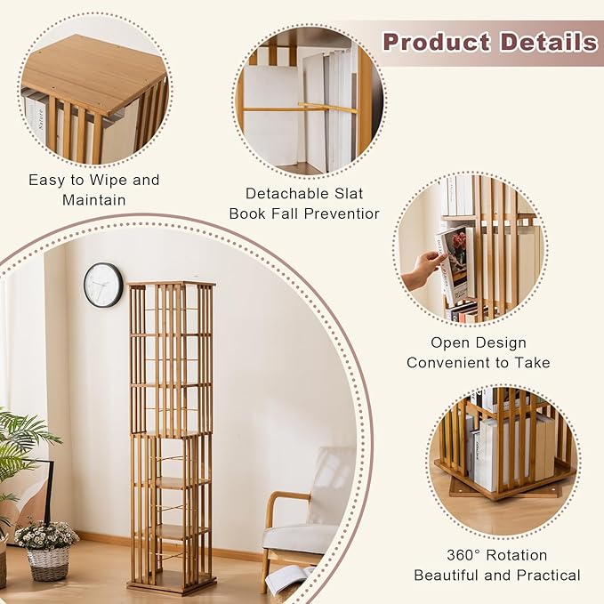 6 Tier Book Shelf, Modern Bookshelves Organizer - Image 4