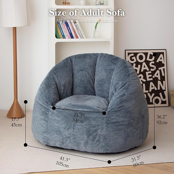 N&V Large Shell Bean Bag Chair, Adult Size Bean Bag Sack, Foam Filling - Image 2