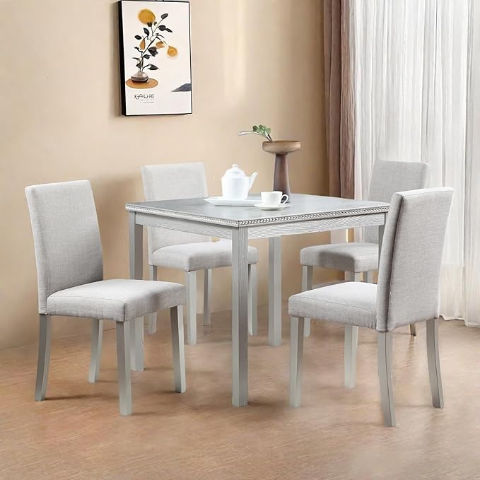 Dining Table Set for 4, 5-Piece Kitchen Table & Chairs Set - Image 4