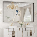 WEER Black Metal Framed Mirror, 60X36 Inch Rectangular Matte Black Wall Mirror by WEER