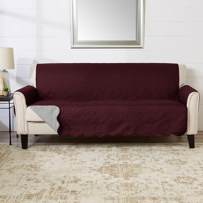 Medallion Stitched Solid Furniture Protector Stain Resistant Durable Furniture by GreatBayHome
