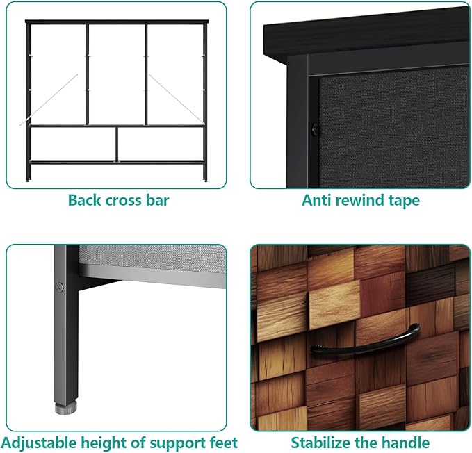 TV Stand with 9 Drawers, Chest of Drawers with Fabric Bins, Storage Organizer - Image 4