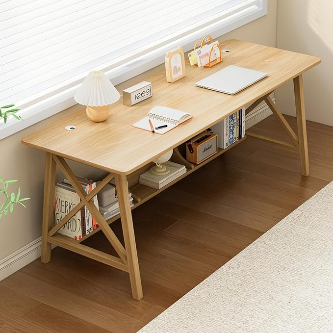 Extra Long Desk with Bookshelf by NELYE