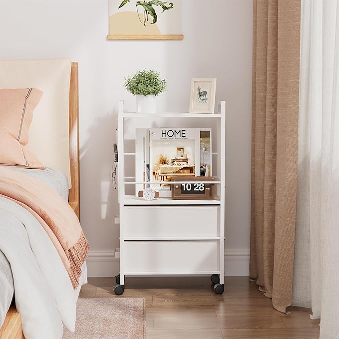 Small Narrow Side Tables for Small Spaces, Skinny Bedside End Table Nightstand - Image 2