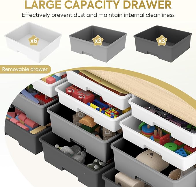12-Drawer Storage Cabinet with Wooden Tabletop, Versatile Cube Storage - Image 5
