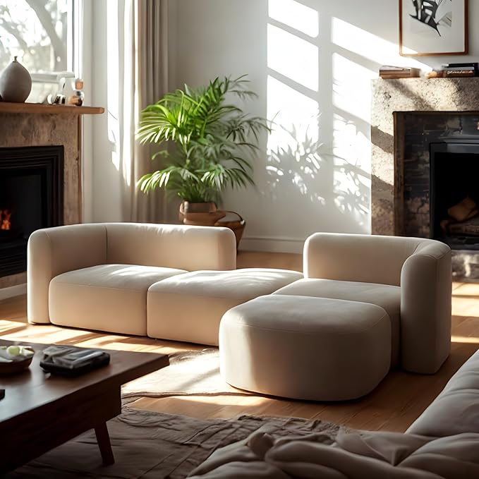Acanva Luxury Modern Tight Curved Back Velvet Sofa, Minimalist Style Comfy Couch - Image 5
