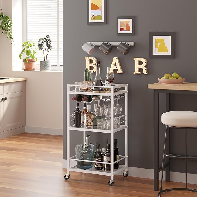 TUTOTAK Bar Cart, Home Bar Serving Cart, Drink Cart - Image 2