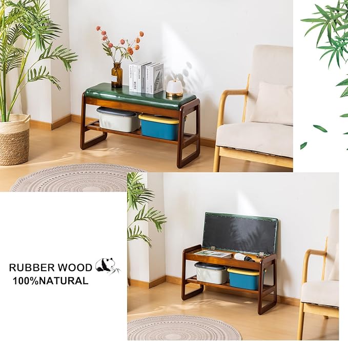 latifolia Solid Wood Bench, Entryway Shoe Bench - Image 4