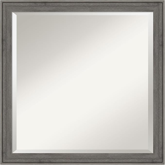 Amanti Art Grey Wall Mirror 23x23 Regis Barnwood Grey Narrow Square Bathroom by AmantiArt