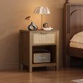 Rattan Nightstand, Mid Century Modern Bedside Table by YAUKOMEL