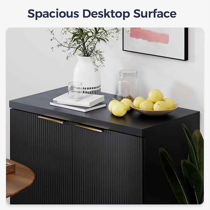 Fluted Buffet Cabinet – Modern Wood Sideboard - Image 3