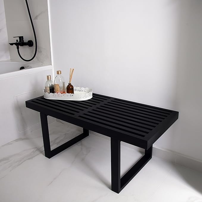 Bamboo Nelson Slat Wooden Bench, Small Wood Benches - Image 5