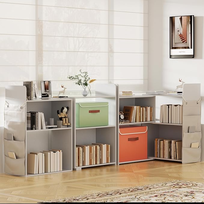 4 Cube Storage Organizer, 32inch Wooden Extendable Book Shelf DIY Bookcase - Image 6