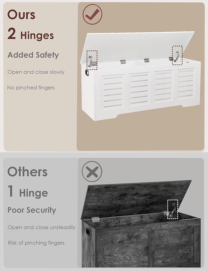DINZI LVJ Storage Chest, 47.3” Wooden Toy Box - Image 2
