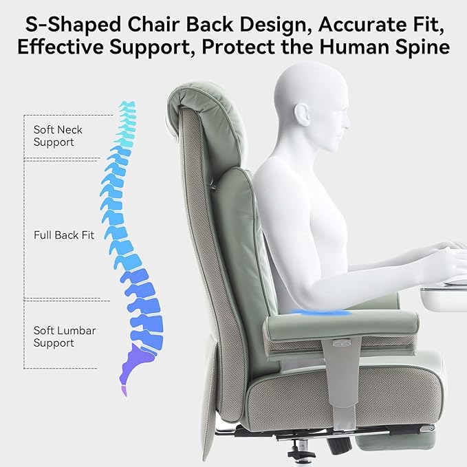 Efomao Big and Tall Green Office Chair 450LBS – Ergonomic High-Back Executive - Image 8